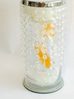 crystal droplet glass filled with a soy candle