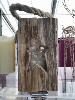 Wooden Star Lantern with Glass Candle fragranced with one of our christmas fragrances.
