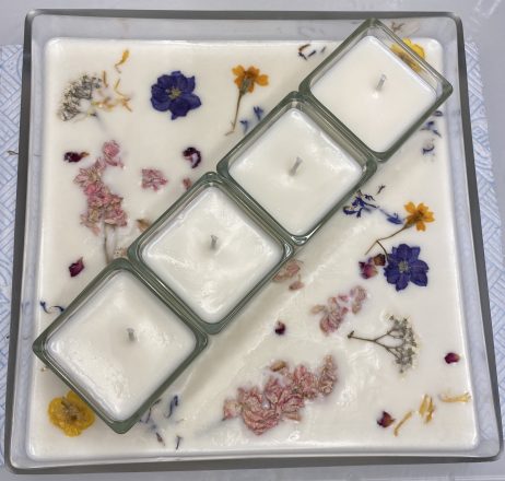 sq glass platter - floral