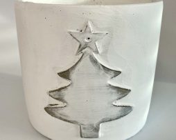 Christmas White/Grey Cement Pot