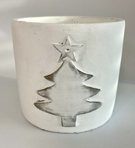 Christmas White/Grey Cement Pot