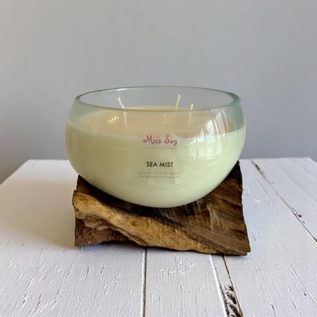 Miss Soy Ltd - glass on wood - medium bowl - rustic table