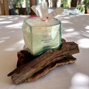 Molten Glass on Wood - Glass Cube Candle