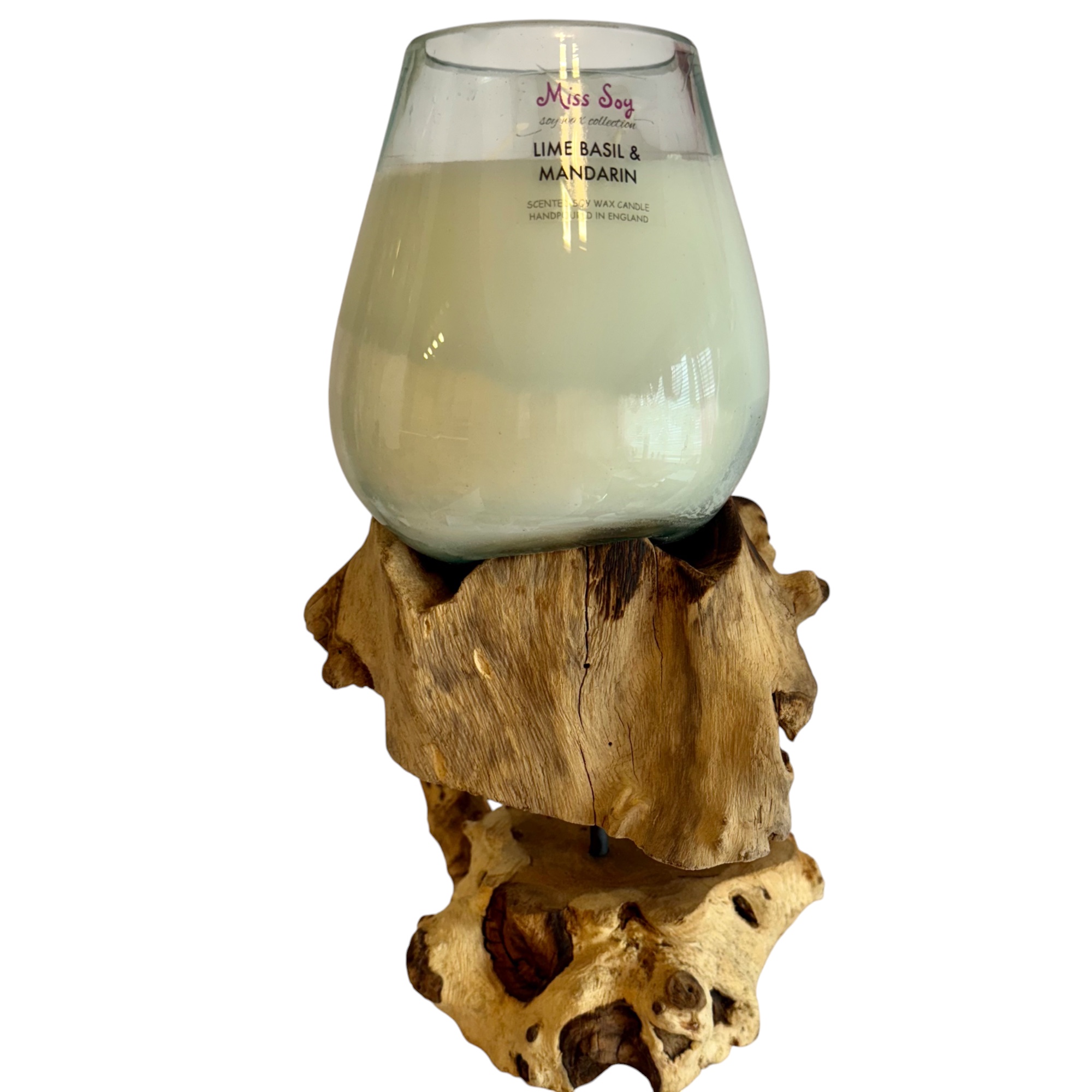 Molten Glass on Wood - Large Glass On Stand Candle - Image 2