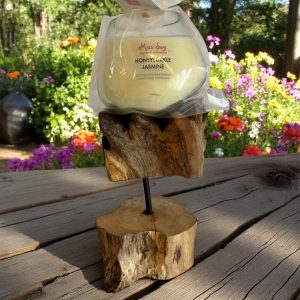 Molten Glass on Wood - Medium Glass on Stand Candle