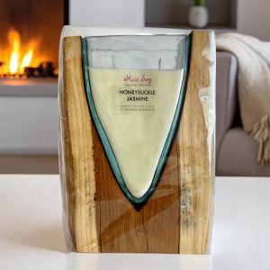 Molten Glass on Wood with soy wax candle - V-shaped