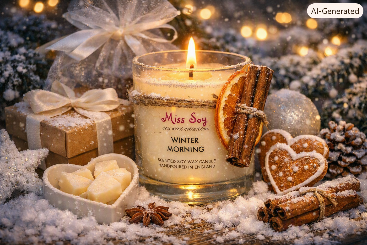 Miss Soy - christmas - winter morning - lit candle