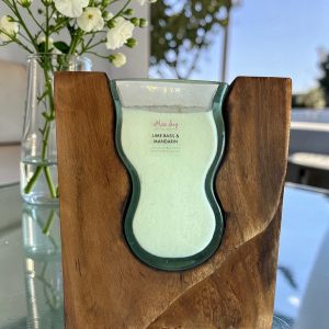 Miss Soy Ltd - sculpture block with curve and flowers, glass top